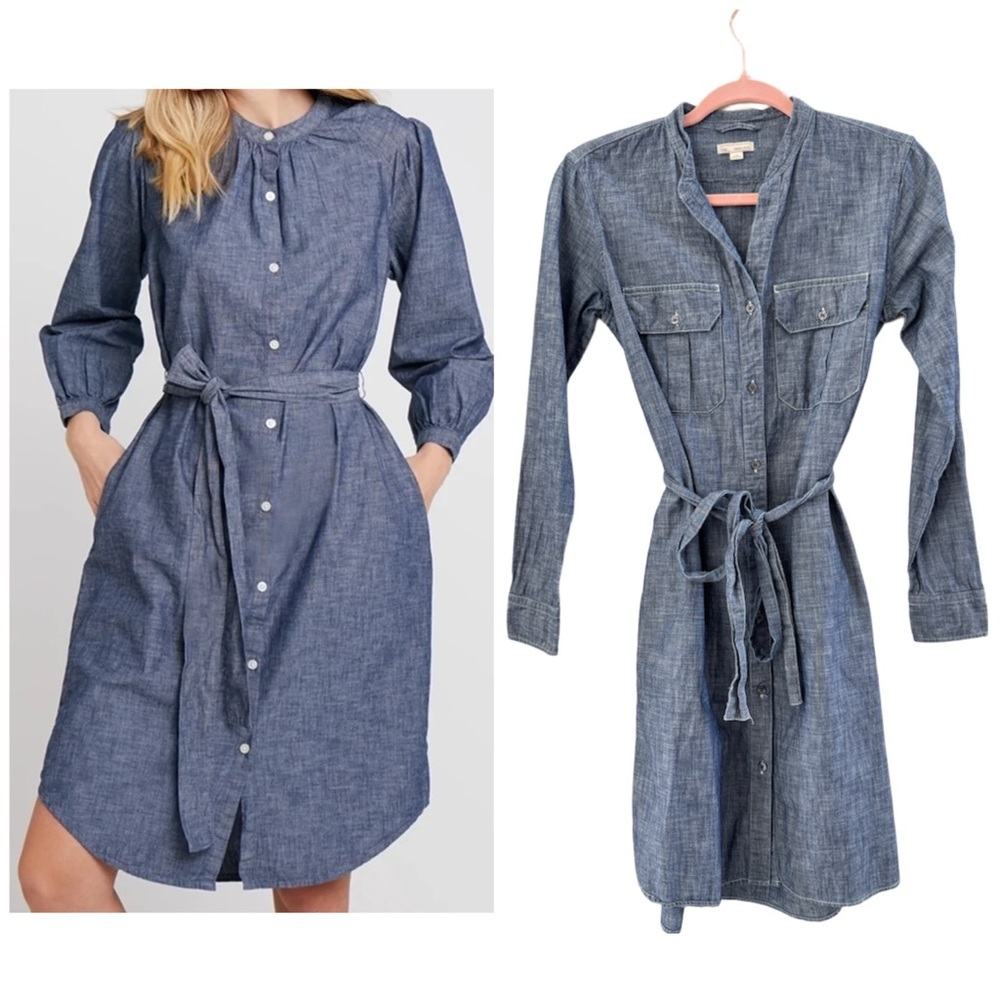 Gap Chambray Denim Button Up Shirt Dress